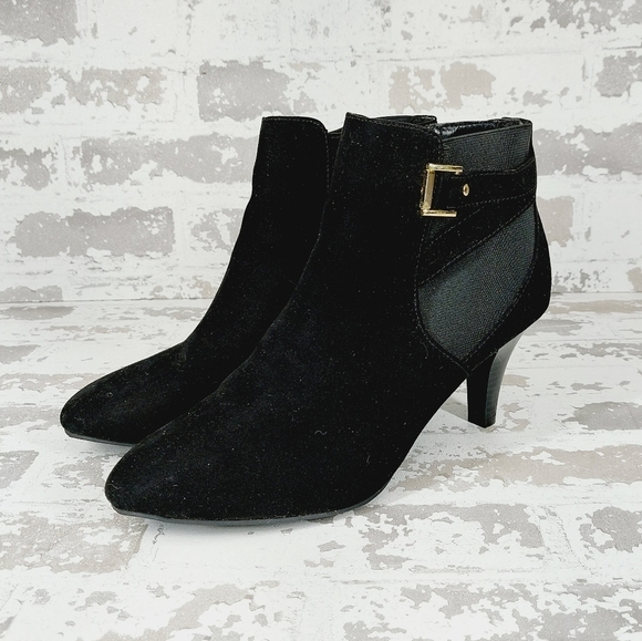 Karen Scott Majar Black Fabric Heeled Ankle Boot Booties T219 - Picture 2 of 9